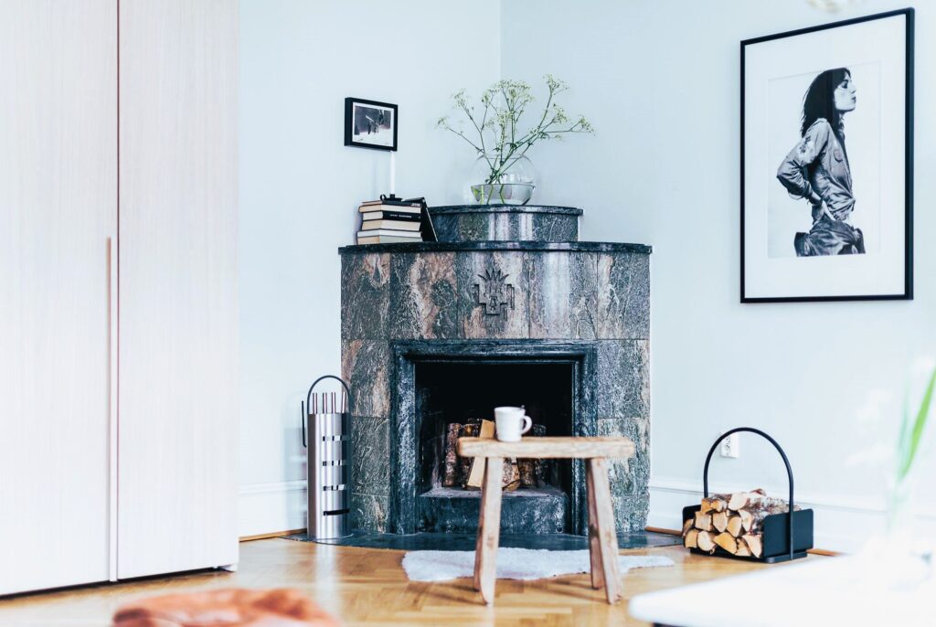 Interior with a fireplace